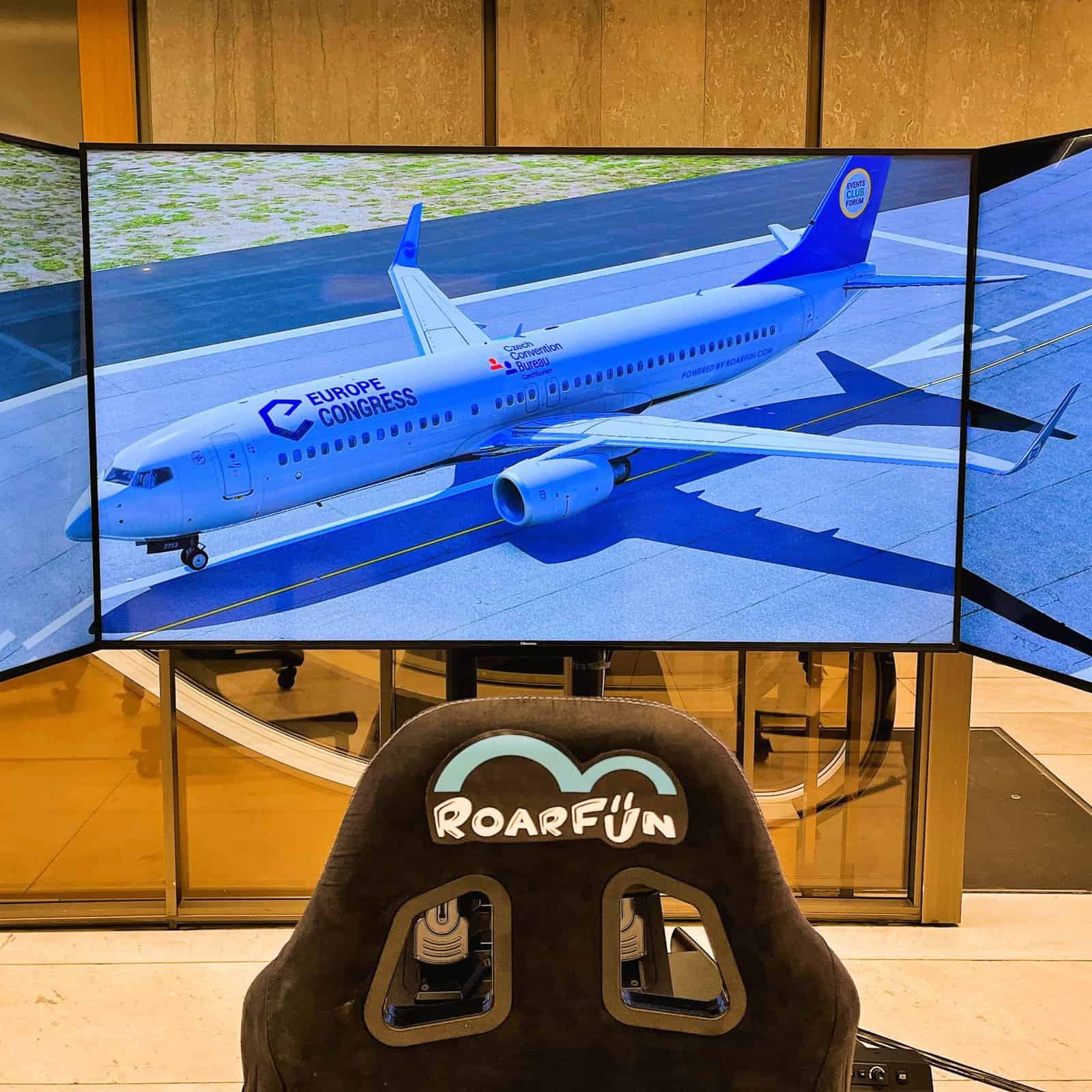 Branding on a flight simulator.