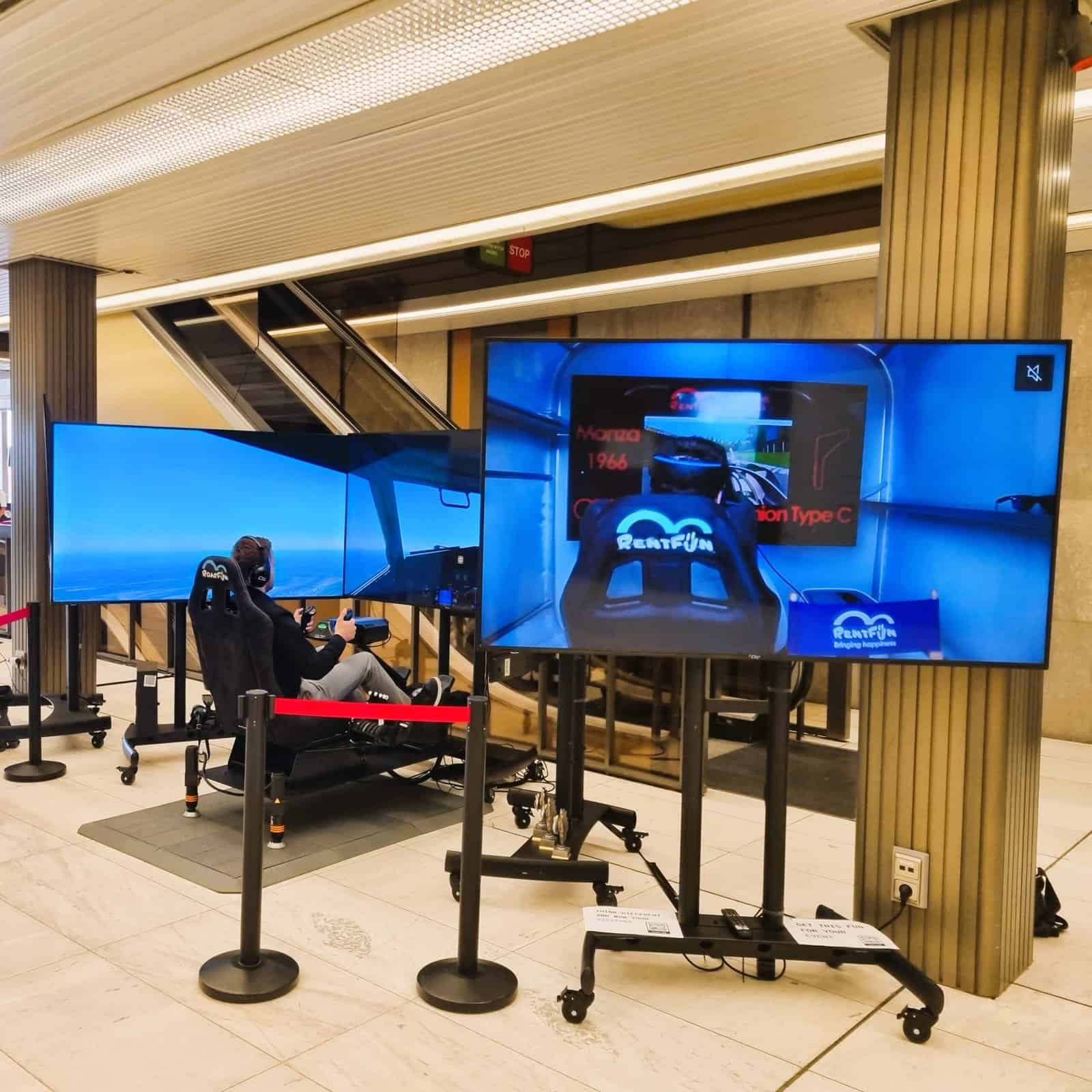 Huge flight simulators.