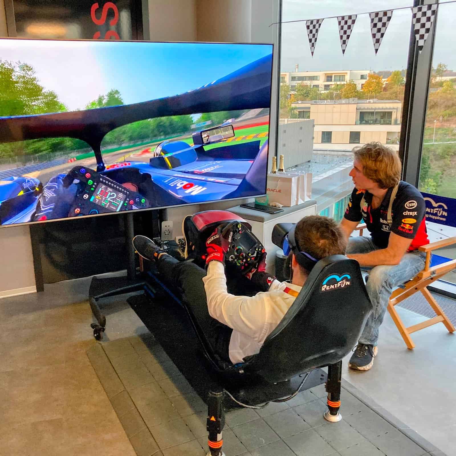 Oracle racing simulator rental for their client's day event.