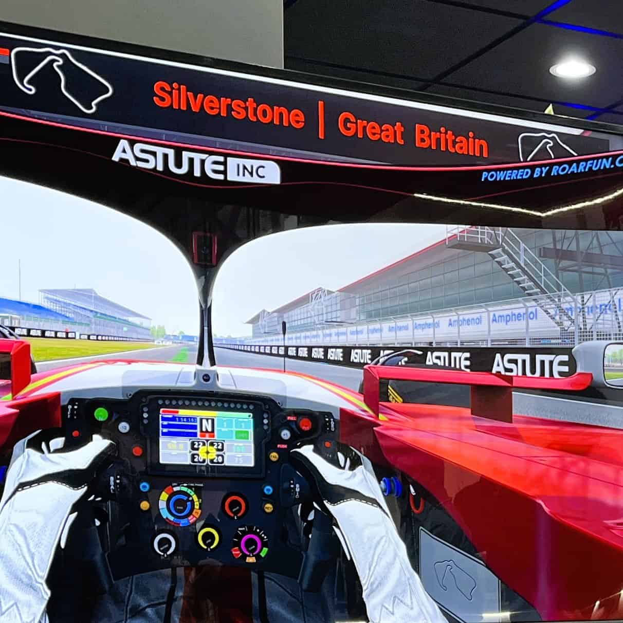 Virtual branding on a racing track in Silverstone.