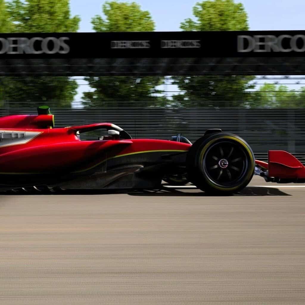 Dercos virtual branding on a formula simulator by RoarFun InDesign.