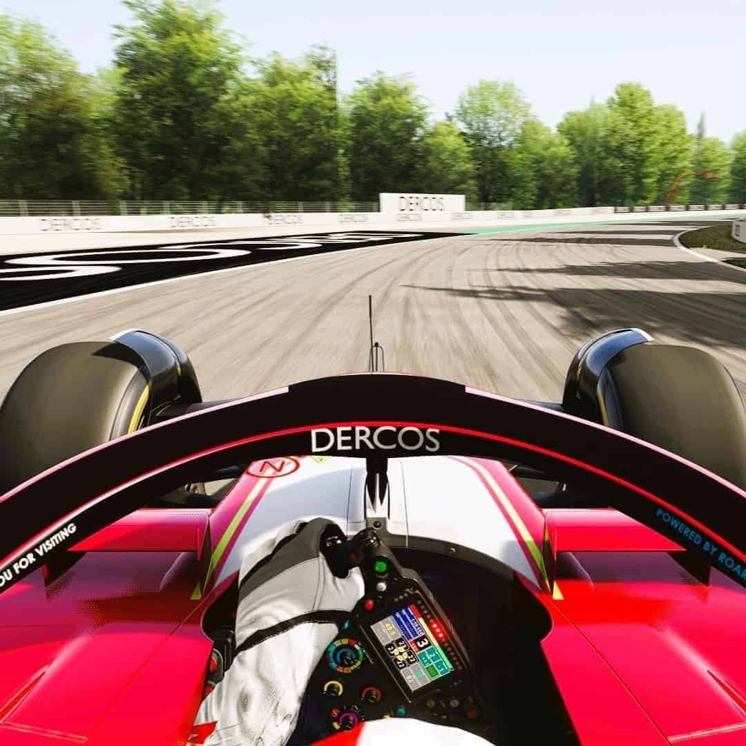 Dercos virtual branding on a formula simulator by RoarFun InDesign.