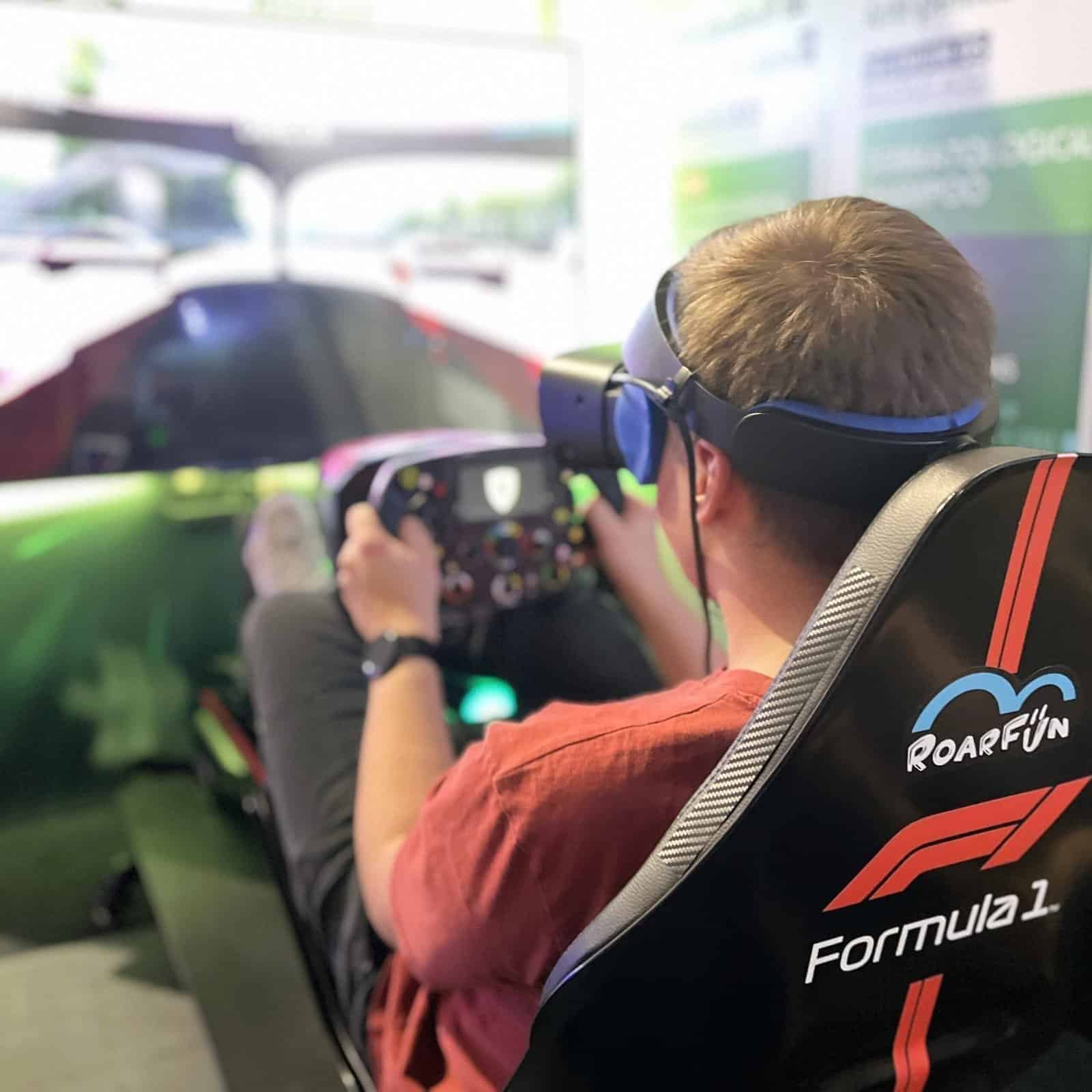 Formula simulator for cosmetics company Vichy - new brand launch with VR Formula simulator person on a sim and F1 seat.